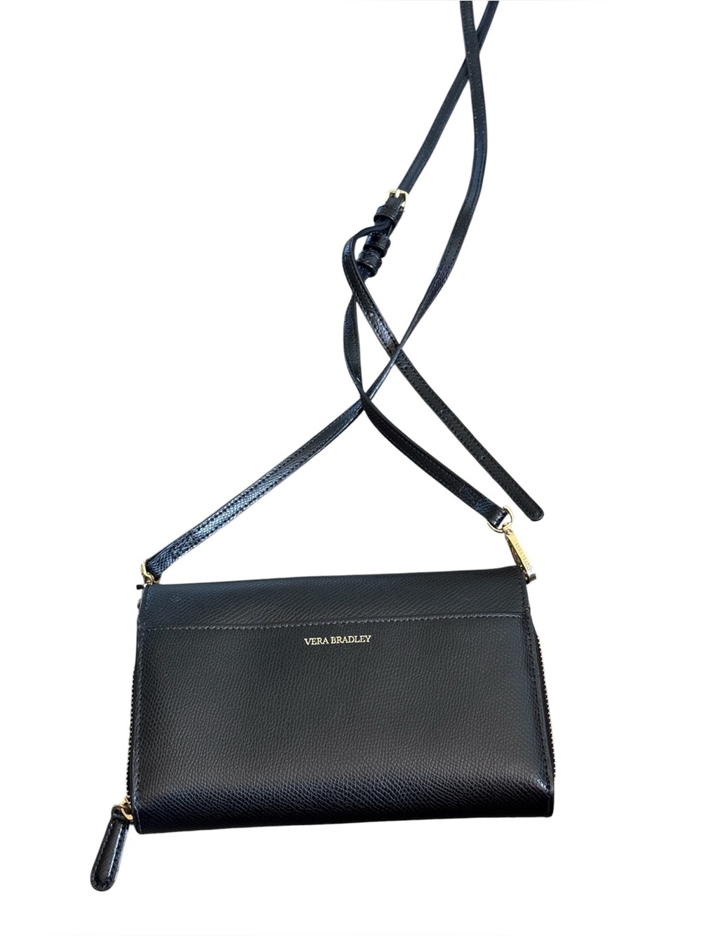 Vera Bradley Black Leather Envelope Adjustable Crossbody Shoulder Bag
Purse